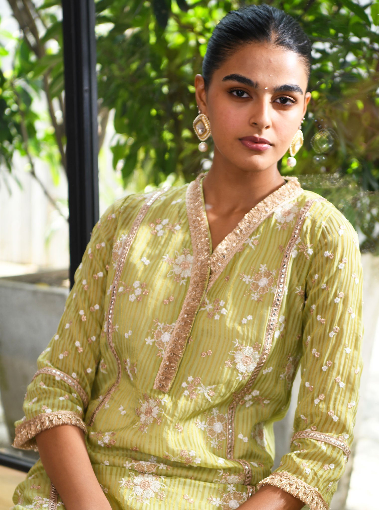 Carey Banarsi Green Kurta Set