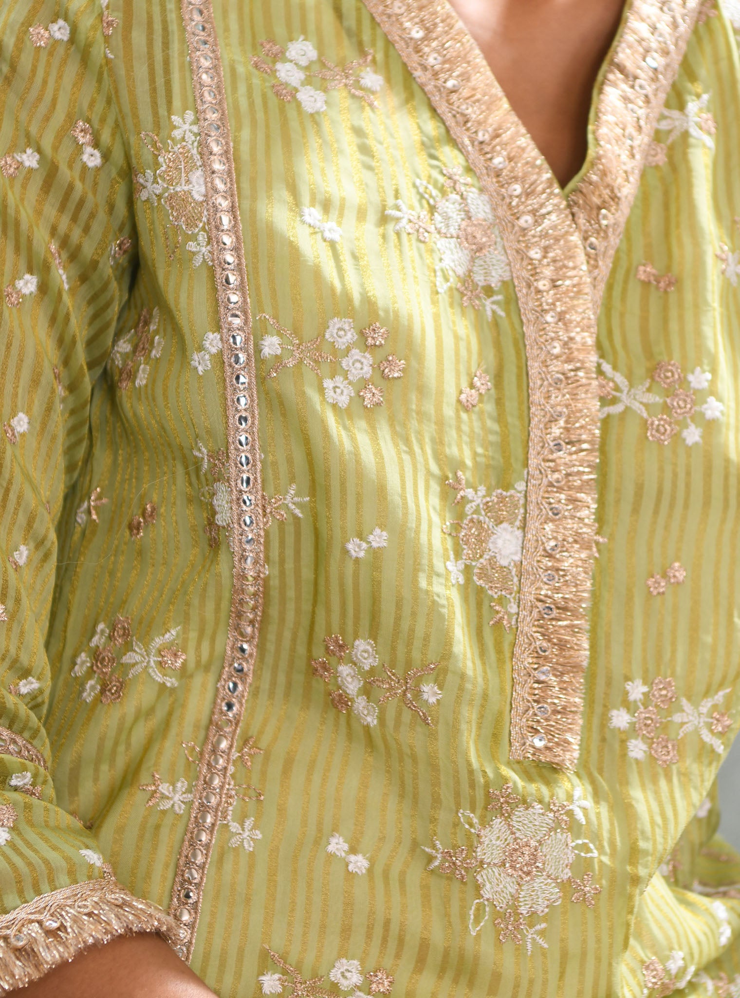 Carey Banarsi Green Kurta Set