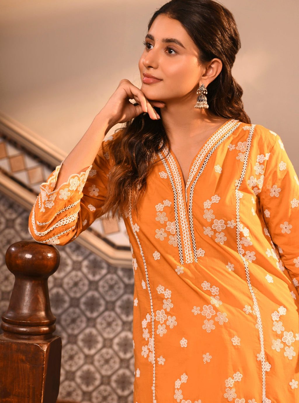 Mulmul Supima Cotton Ezra Mango Kurta