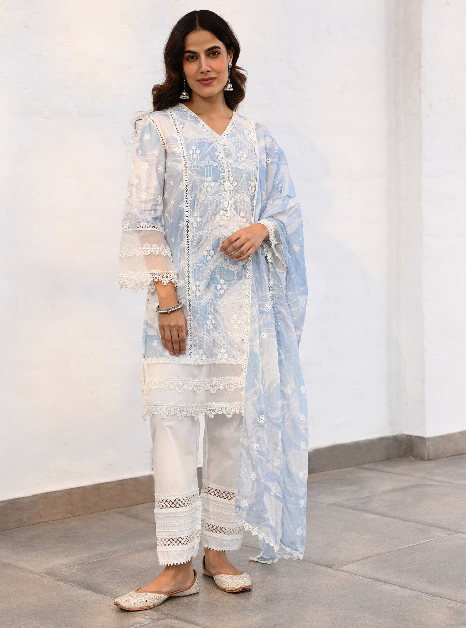 Marble Delphi Cotton Blue Kurta Set