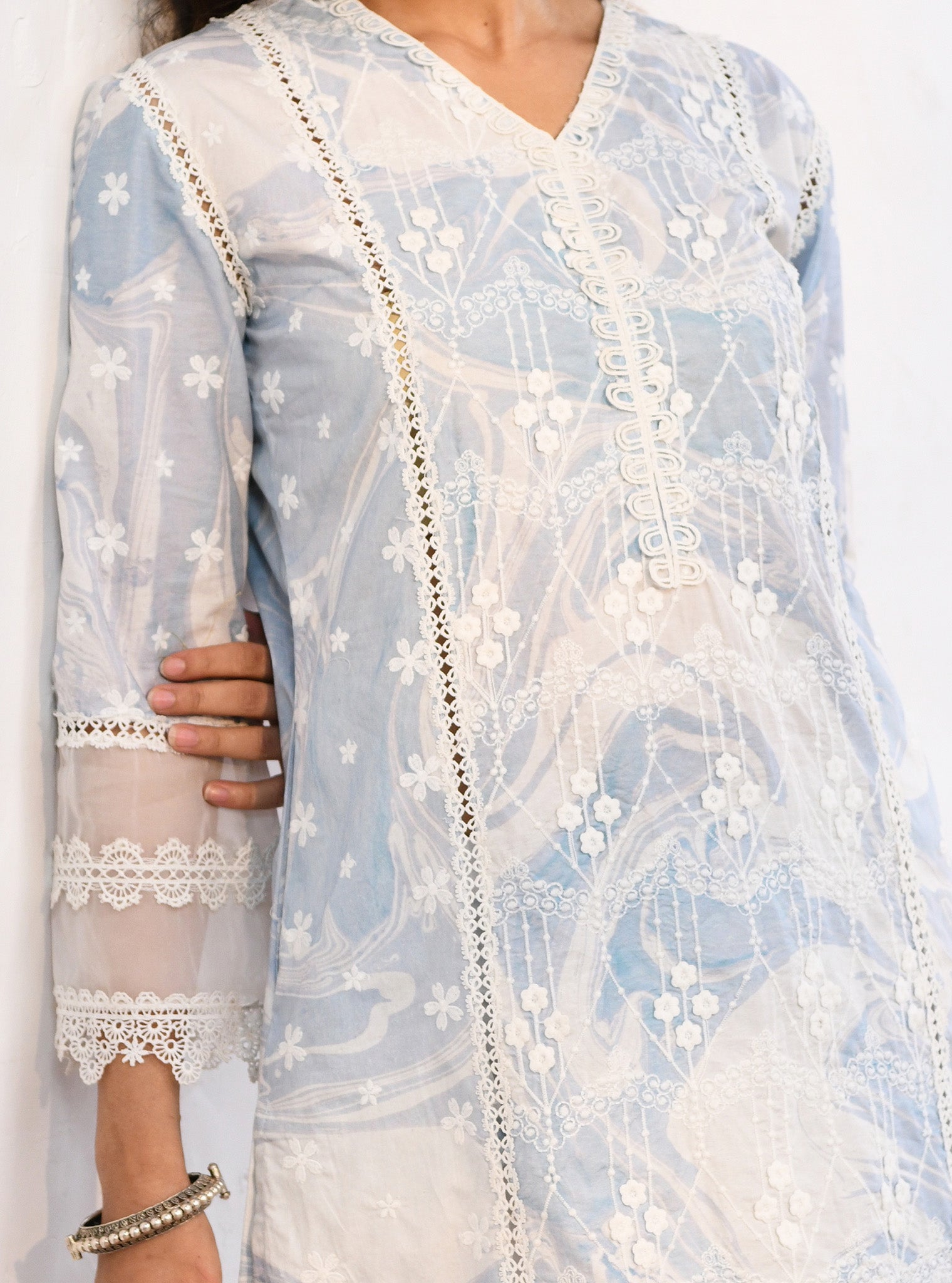 Marble Delphi Cotton Blue Kurta Set