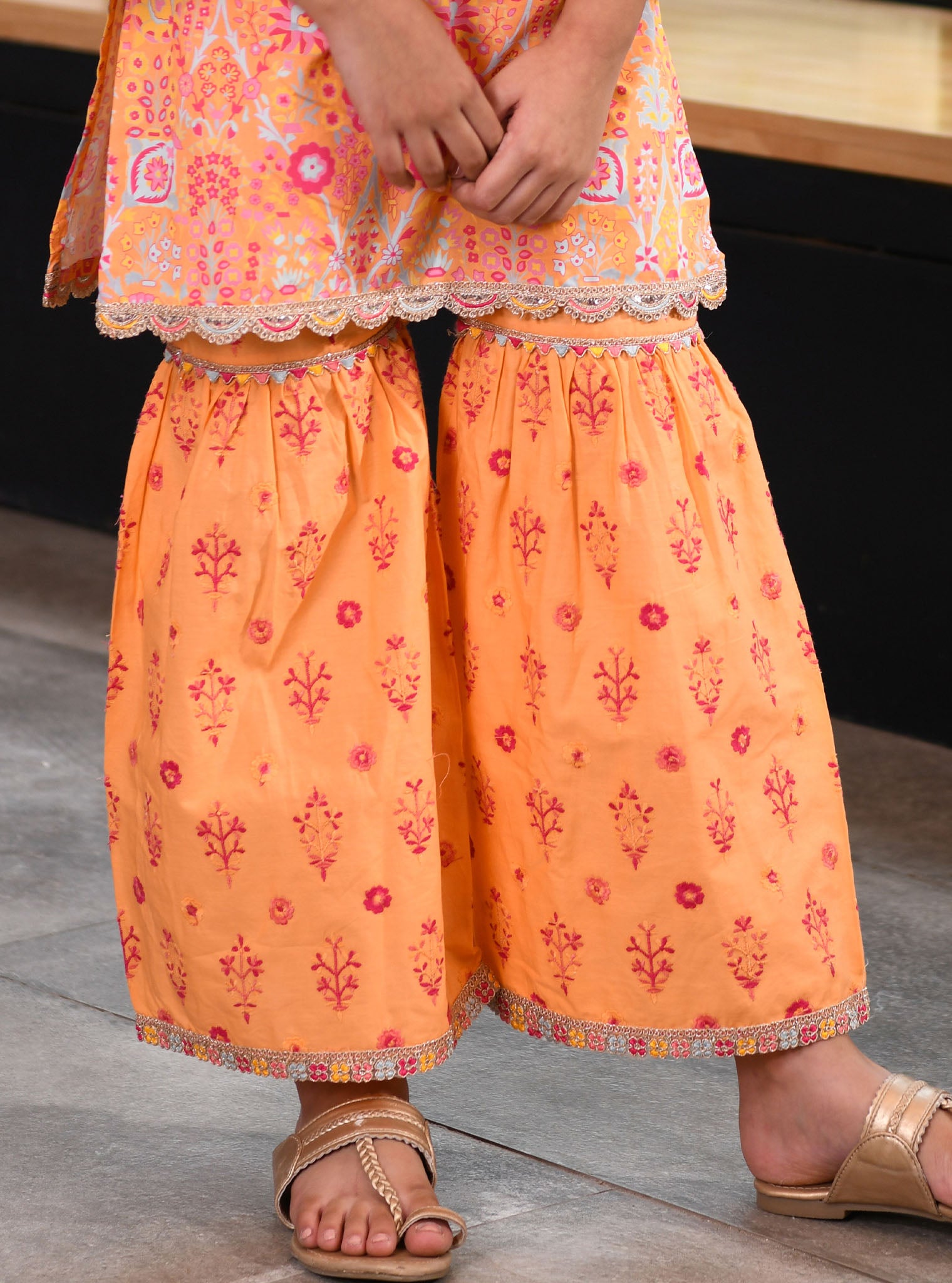 Grace Cotton Orange Kurta with Garara Set