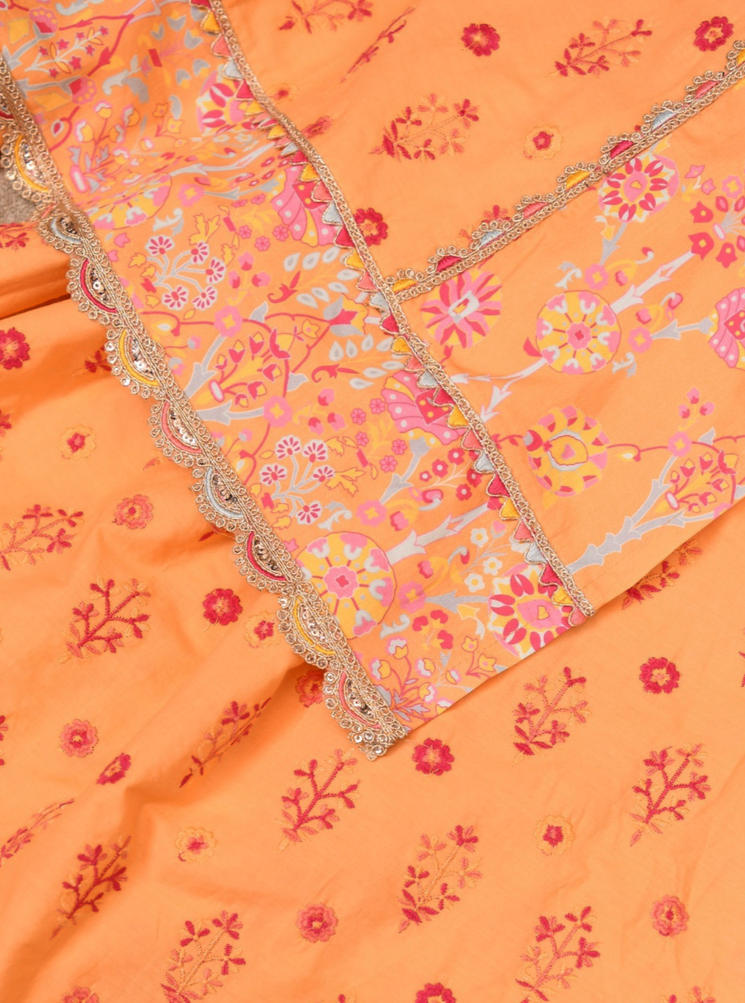 Harper Cotton Orange Kurta with Sharara Set