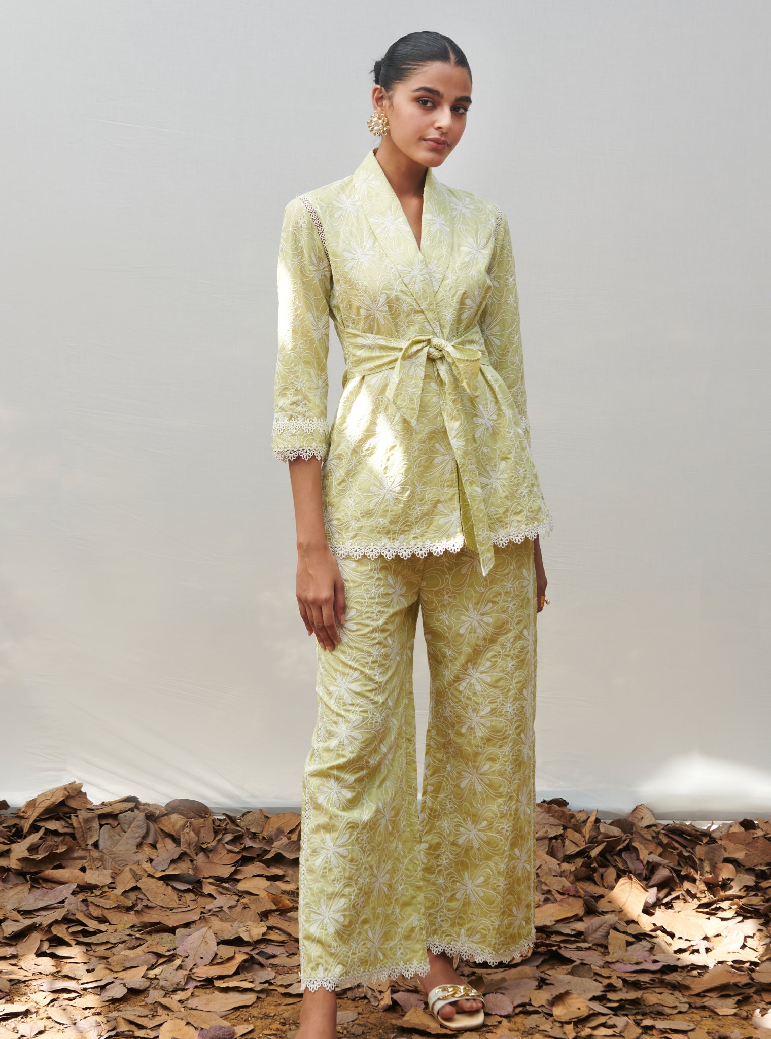 Lorna Cotton Warp Green Co-ord Set