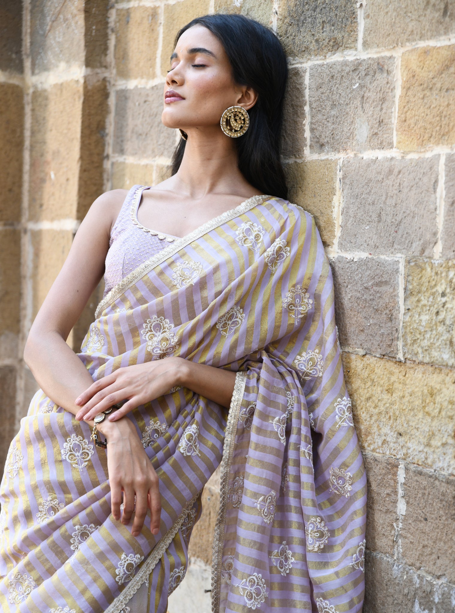 Mangni Banarsi Luxe Tissue Lavender Saree