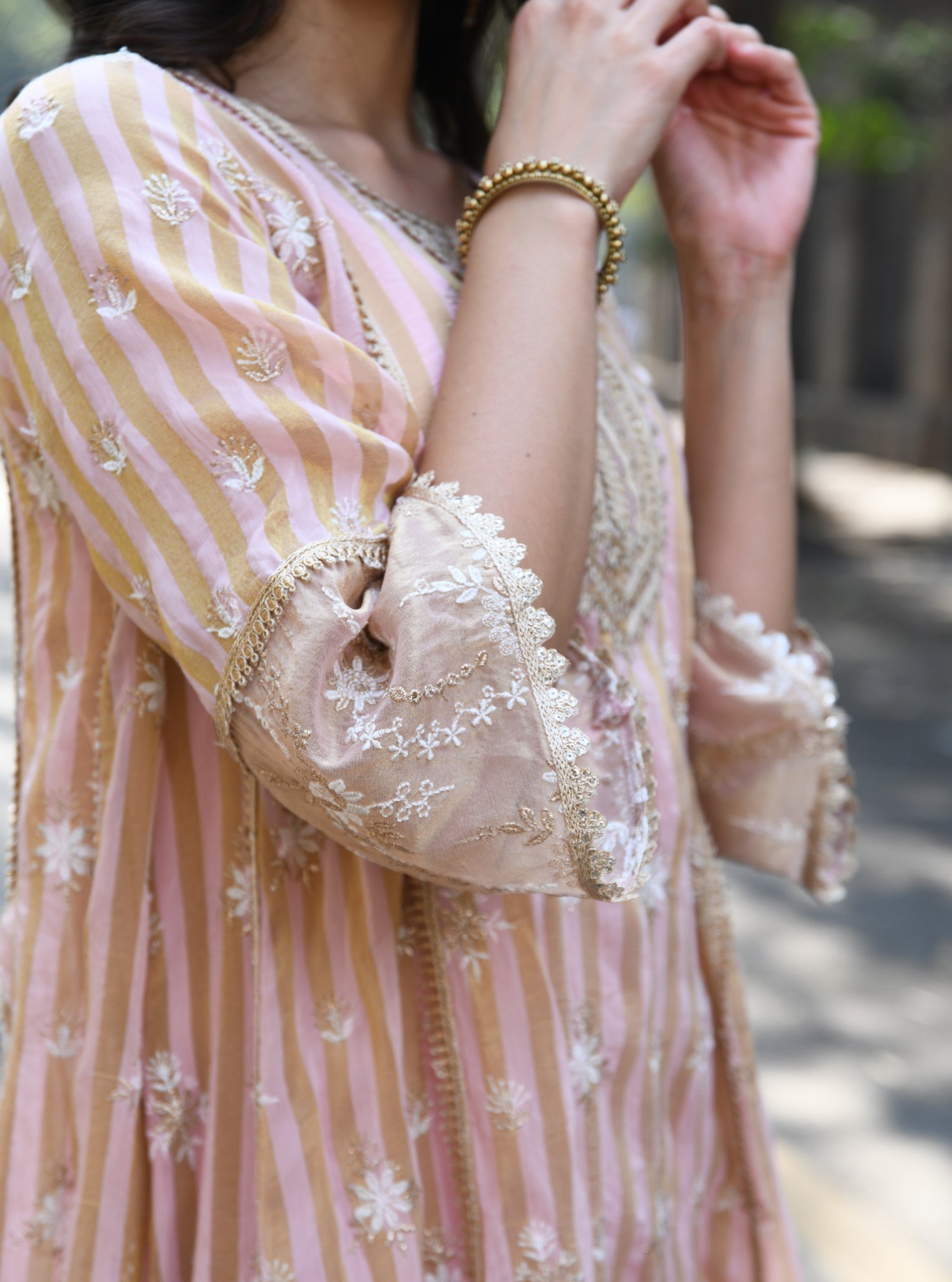 Kesar Banarsi Light Pink Anarkali Kurta Set