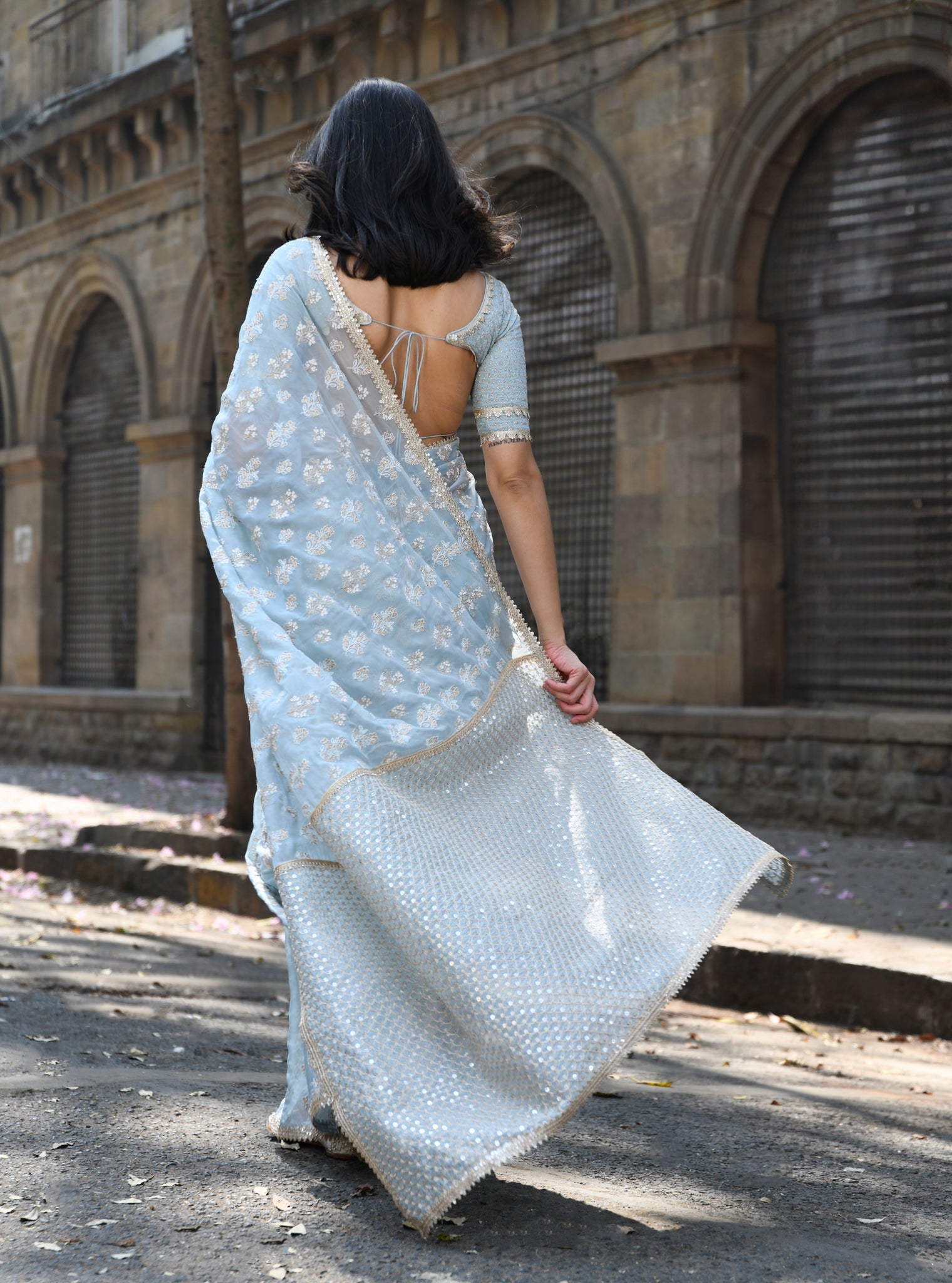 Saroli Organza Light Blue Saree