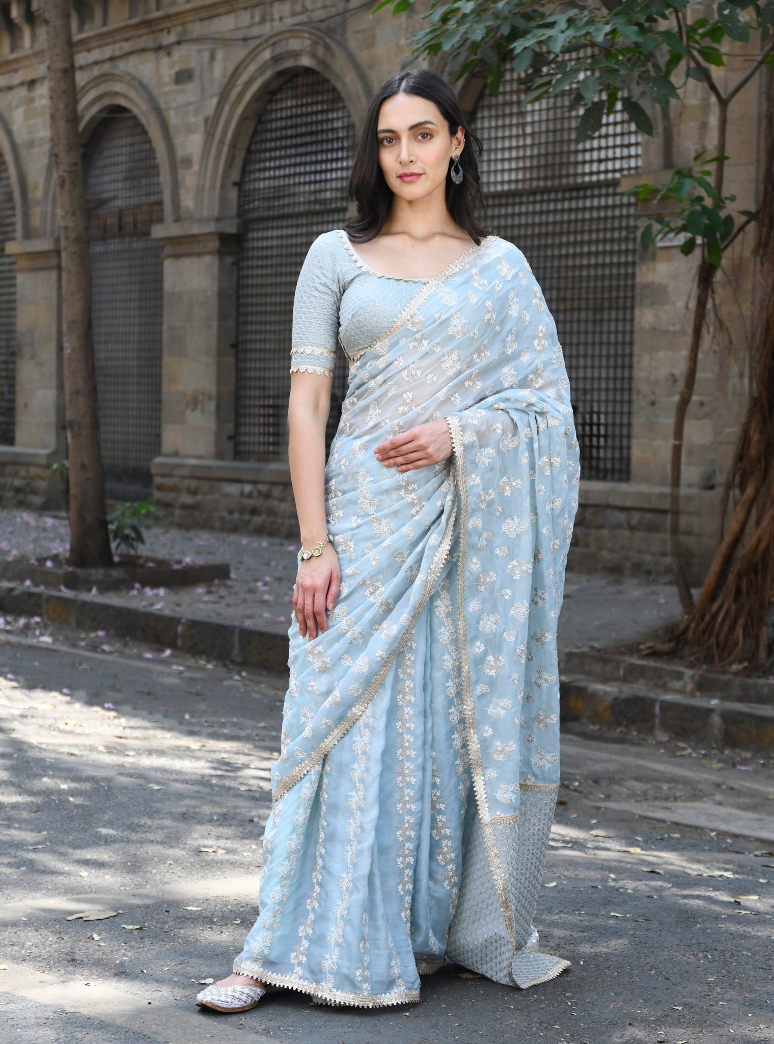 Saroli Organza Light Blue Saree