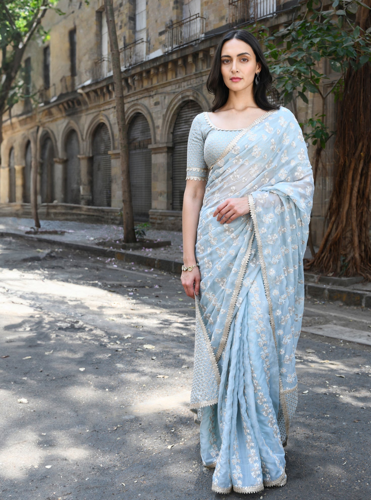 Saroli Organza Light Blue Saree