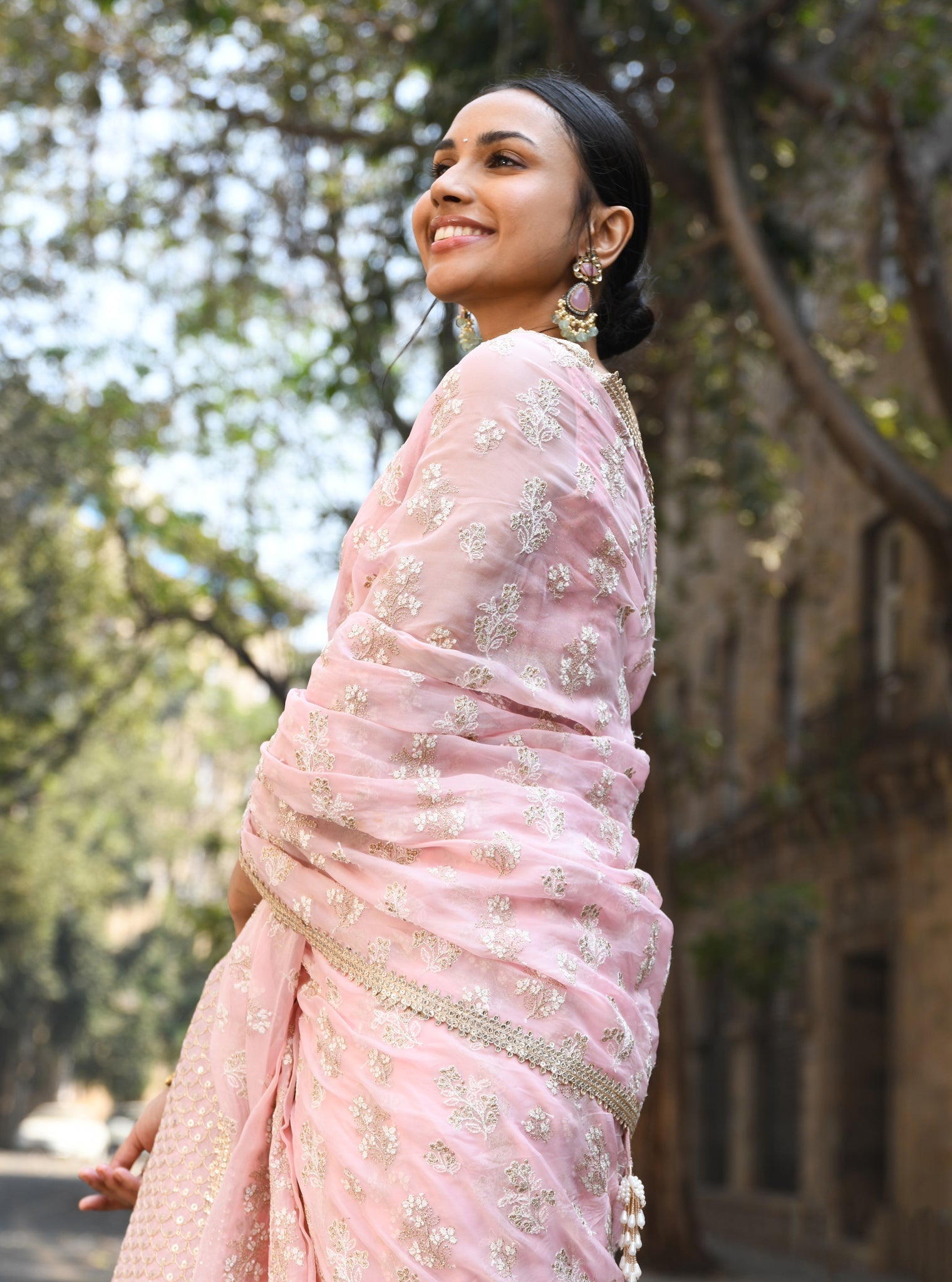 Saroli Organza Light Pink Saree