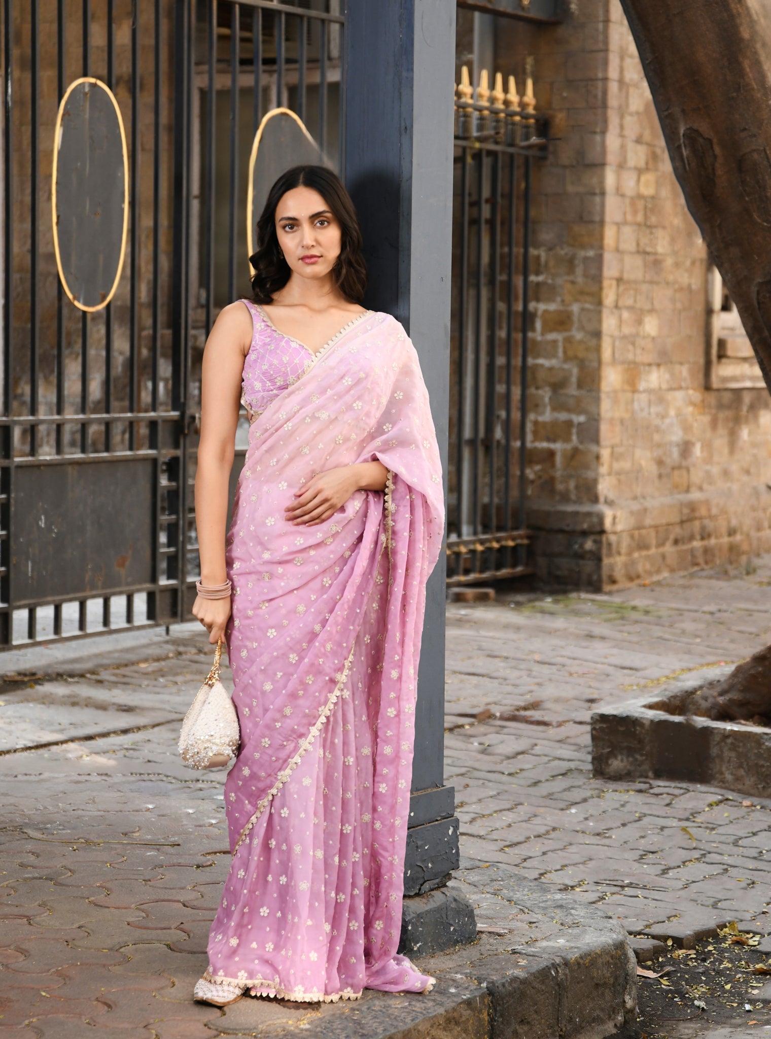 Priyur Organza Ombre Lavender Saree