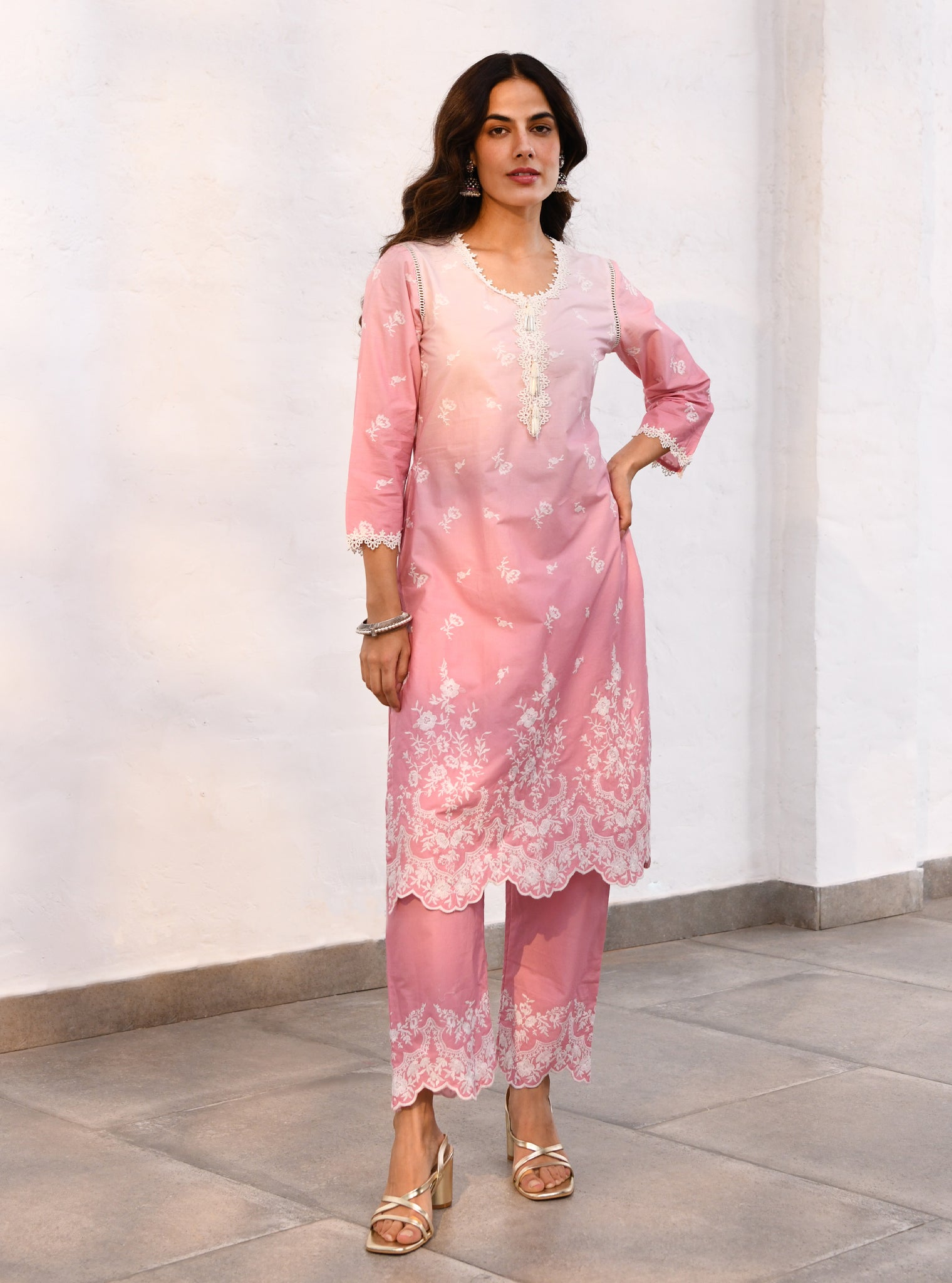 Mandre Cotton Pink Kurta Set