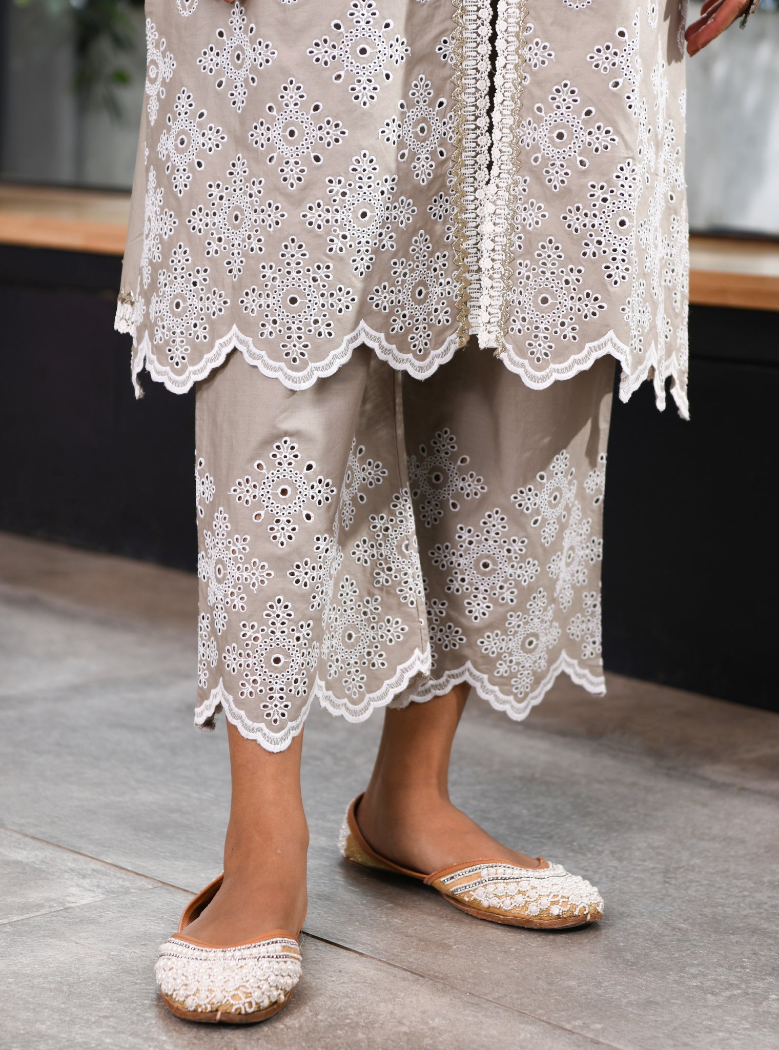 Ophelia Cotton Grey Kurta with Palazzo Set