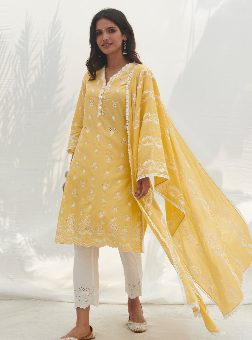 Mulmul Supima Cotton Nightingale Teal Dupatta main image 1