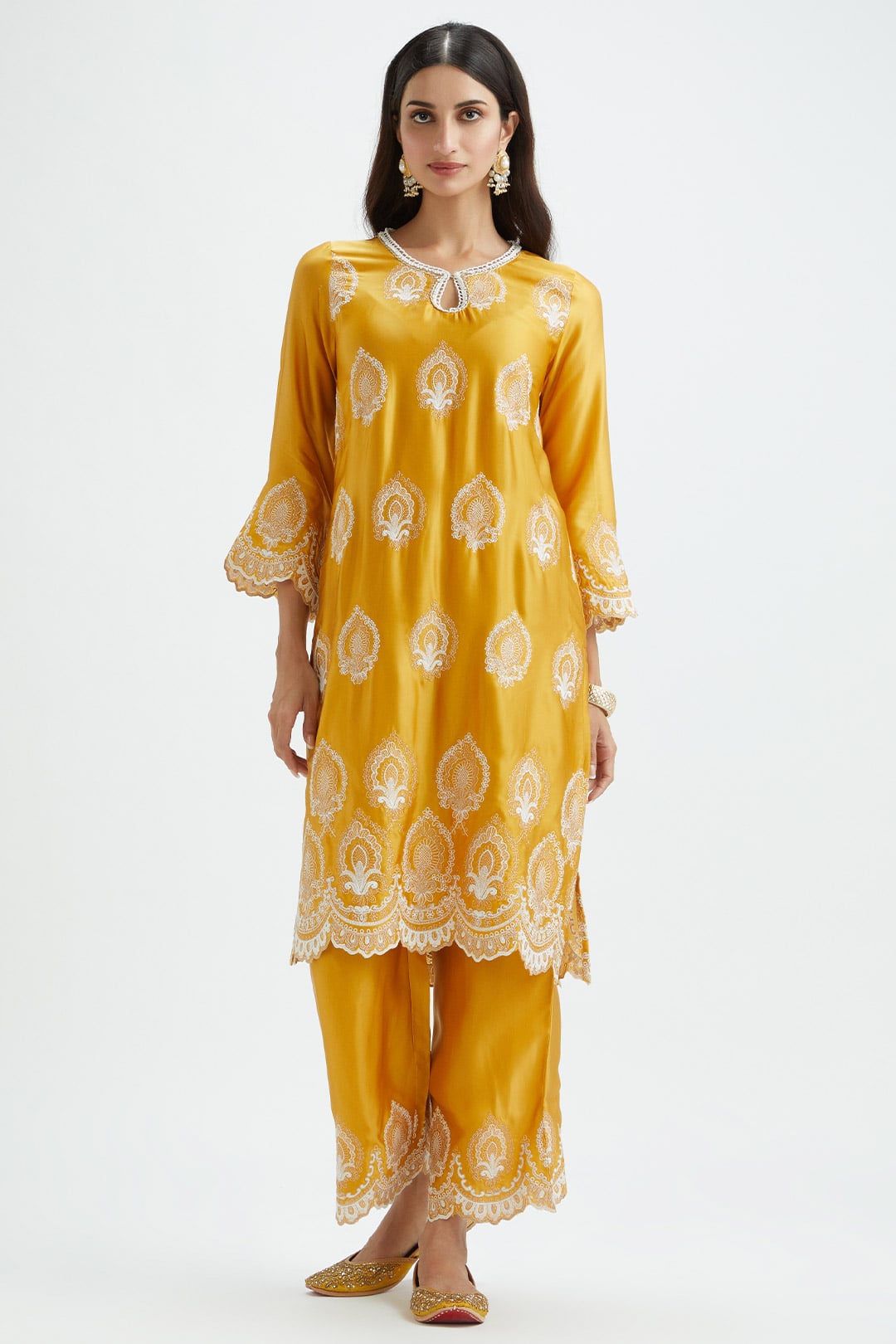 Sydney Cupro Silk Mustard Kurta Set