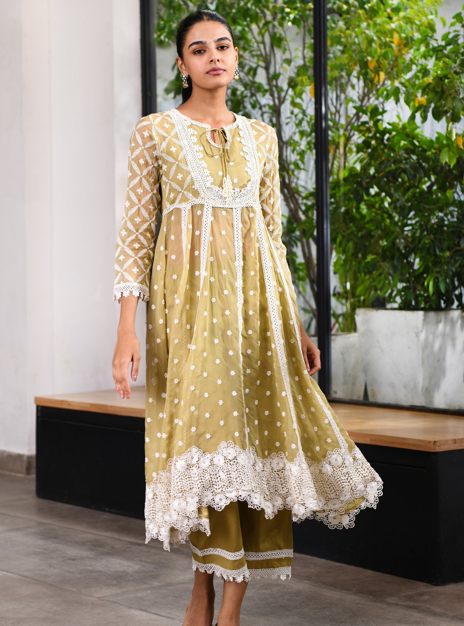 Valerie Tencel Luxe Organza Dark Green Kurta Set