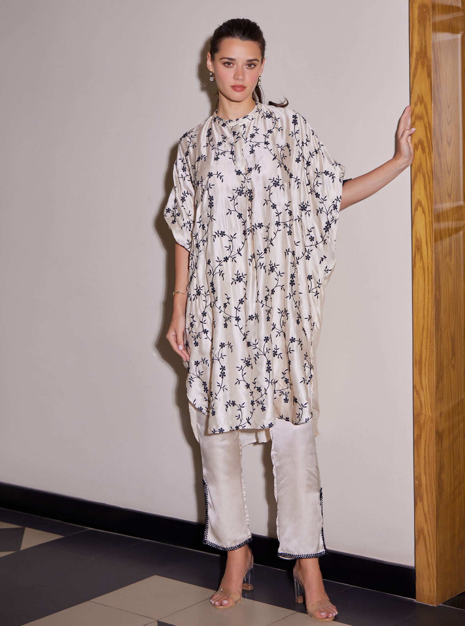 Pheme Luxe Satin Off White Co-ord Set