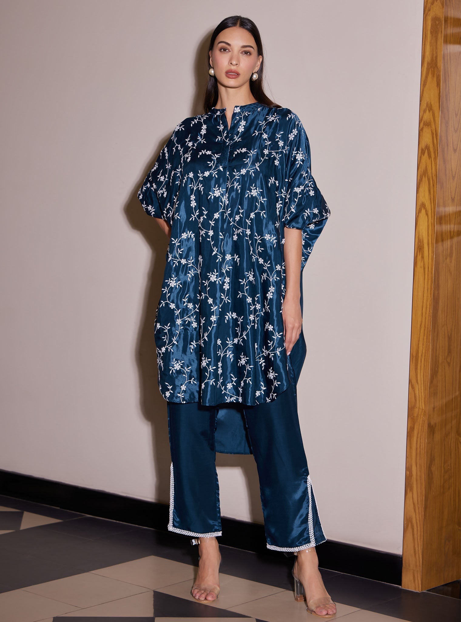 Pheme Modal Satin Navy Co-ord Set