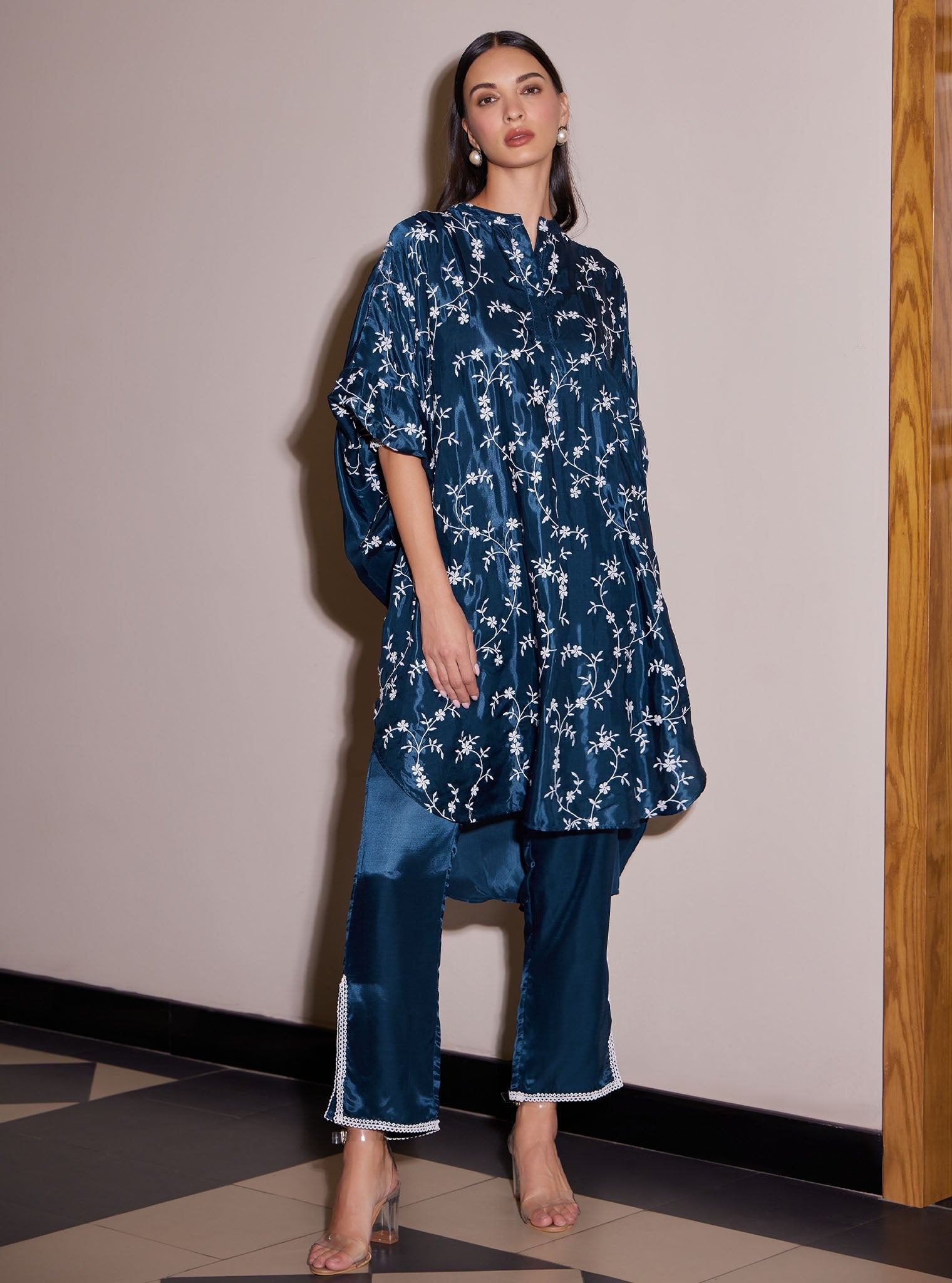 Pheme Modal Satin Navy Co-ord Set