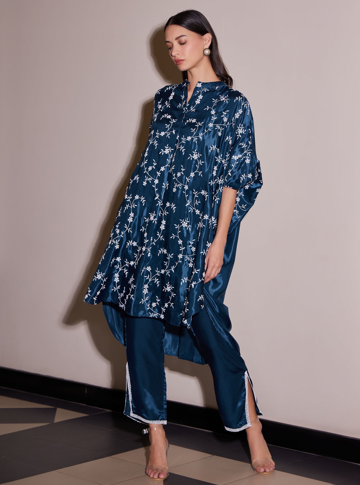 Pheme Modal Satin Navy Co-ord Set