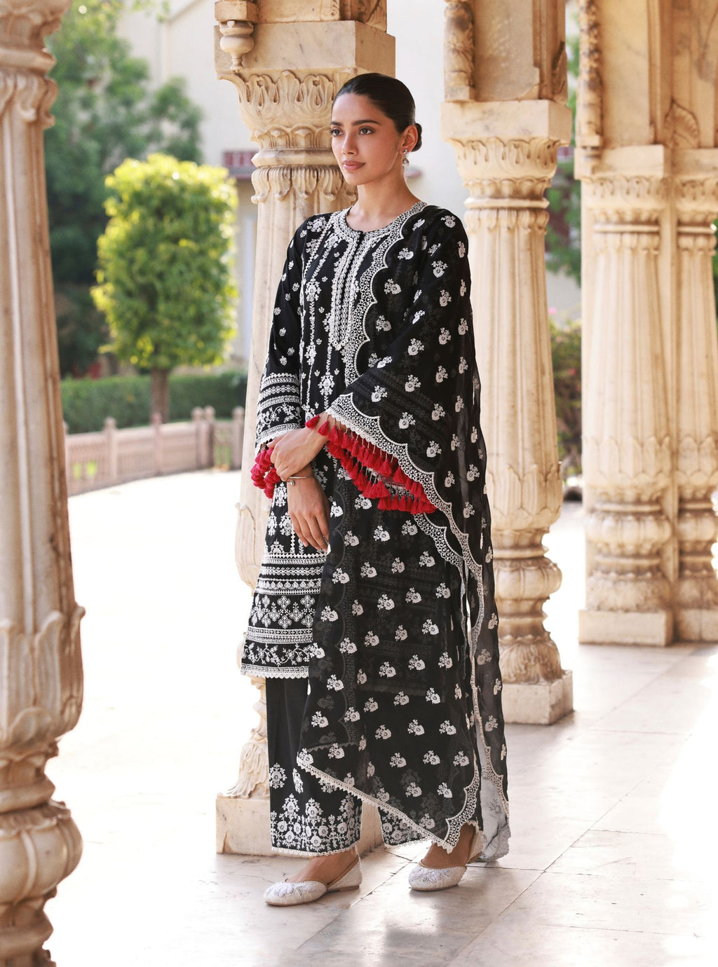 Lomeya Supima Cotton White & Blue Kurta Set main image 1