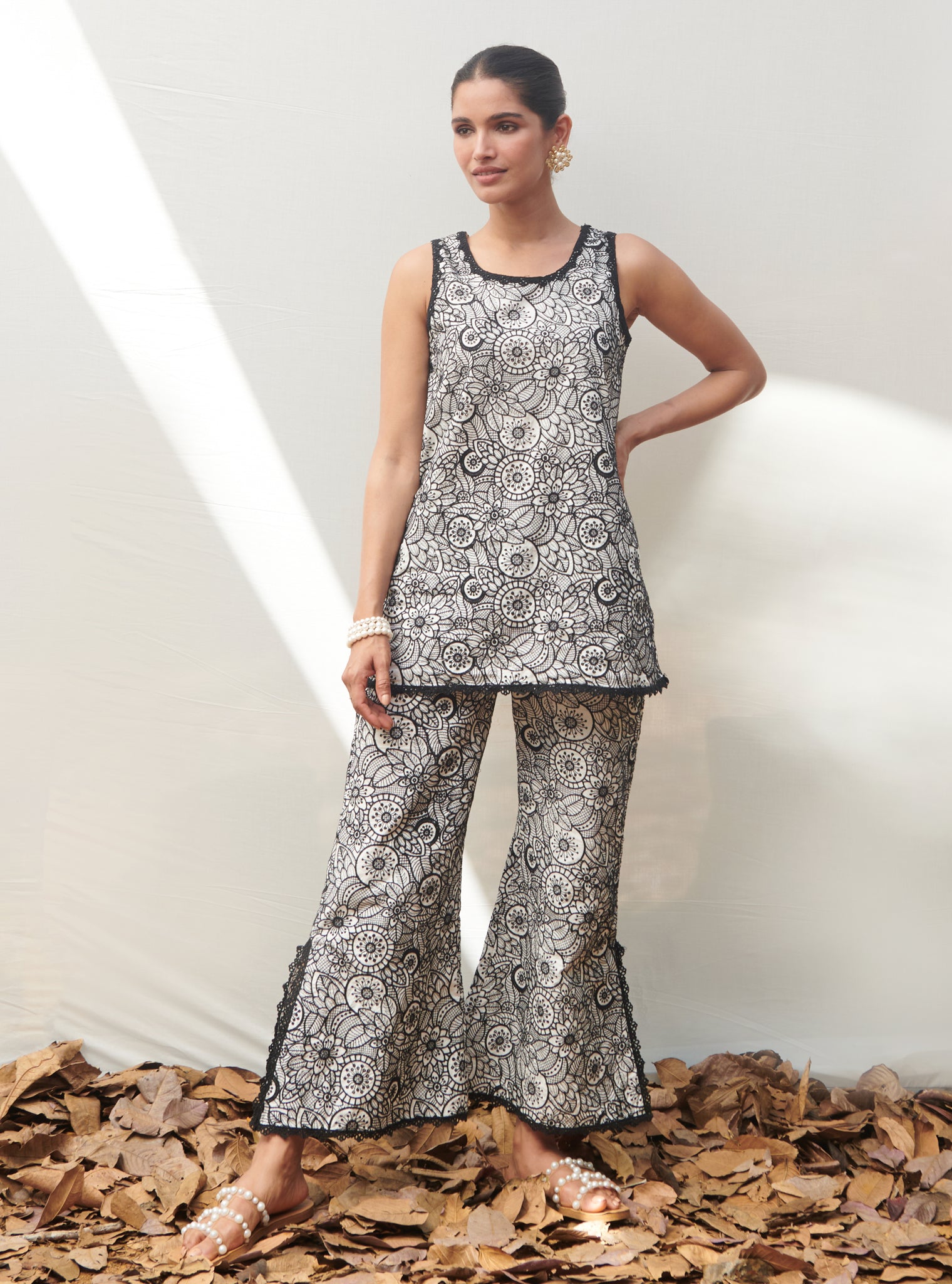 Gardenia Cotton White Co-ord Set