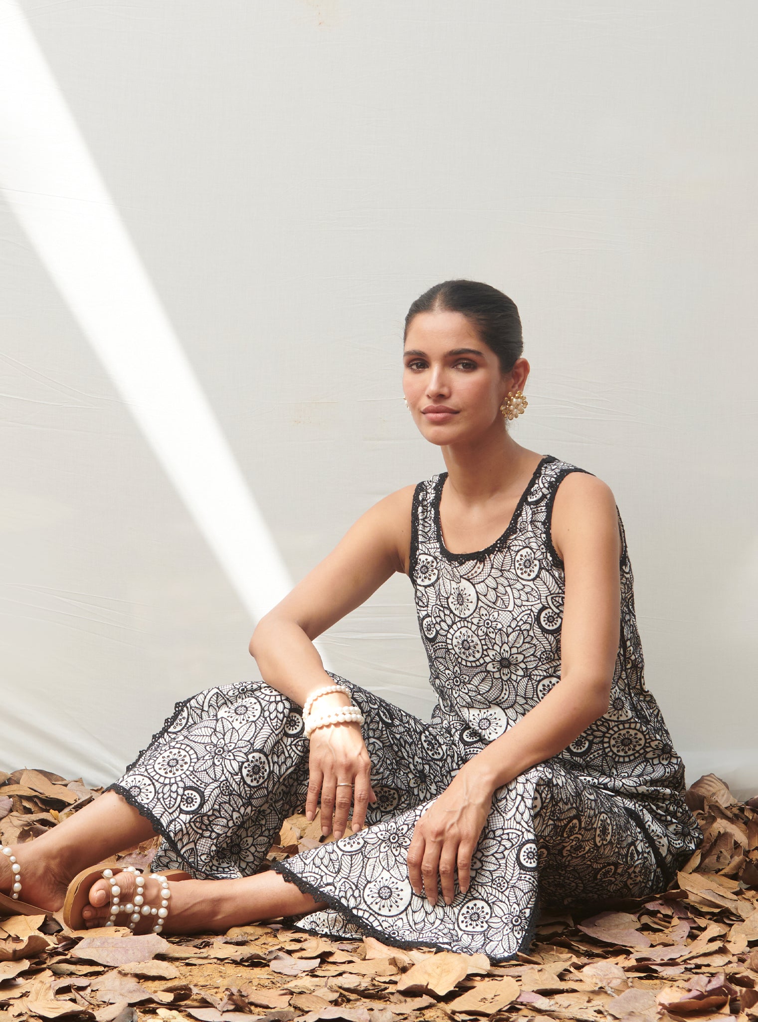 Gardenia Cotton White Co-ord Set