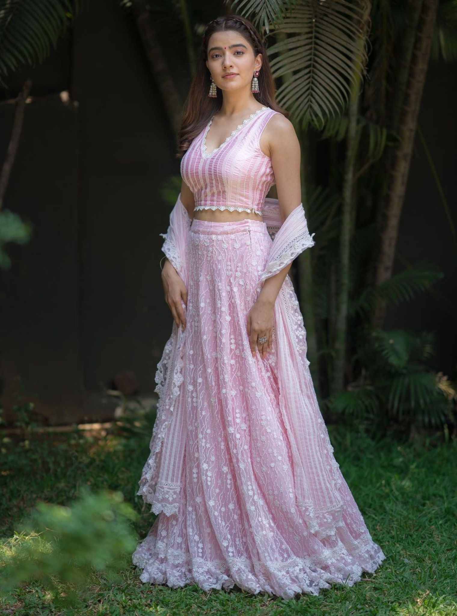 Kasauli Pink Net Lehenga Set