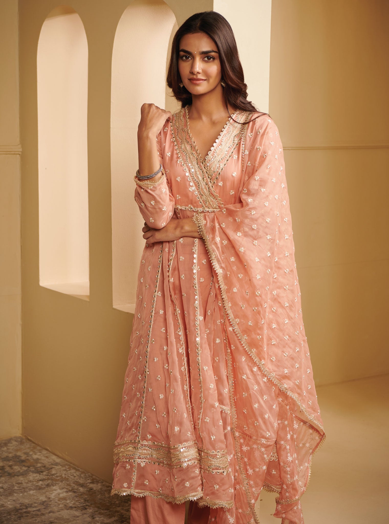 Ancita Organza Rose Anarkali Kurta Set
