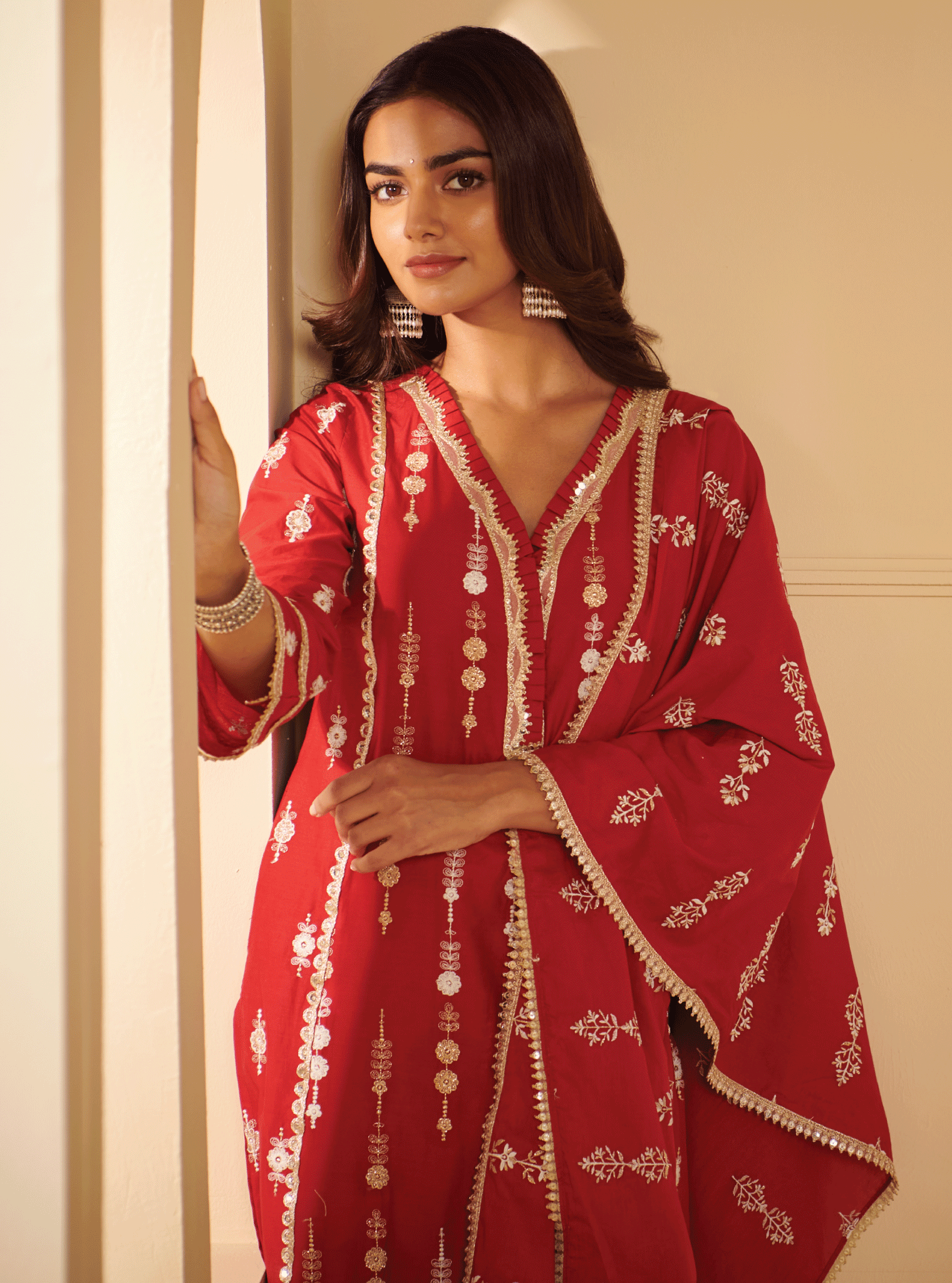 Beki Cotton Red Kurta Set