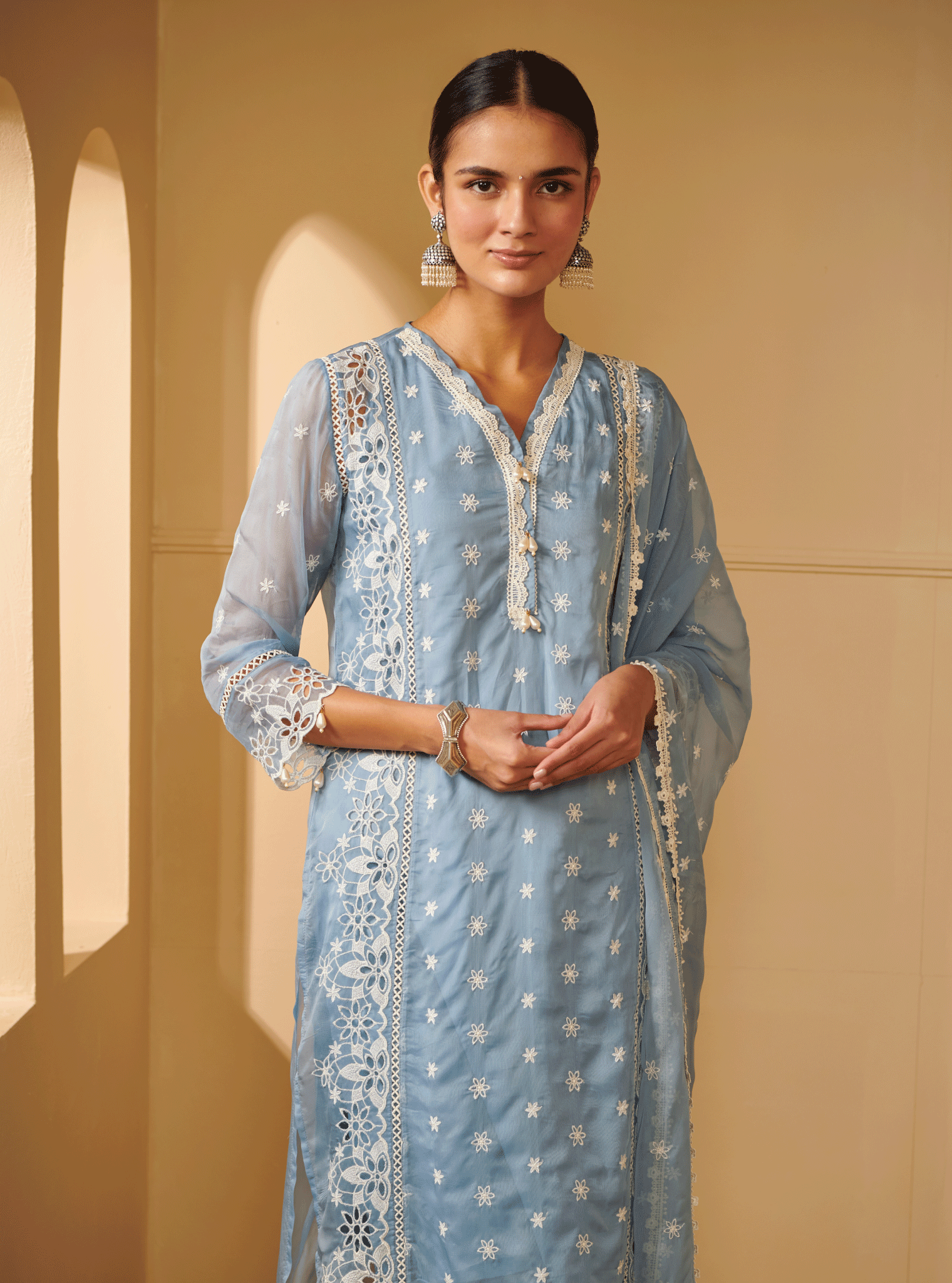 Valya Organza Blue Kurta Set