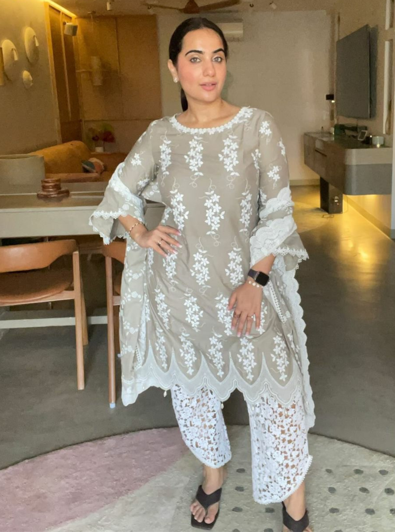 Zuluk Cotton Grey Kurta Set