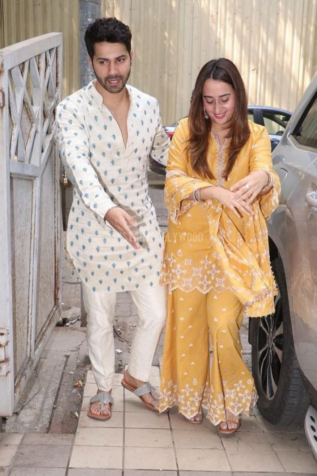 Dove Cotton Yellow Sharara Set