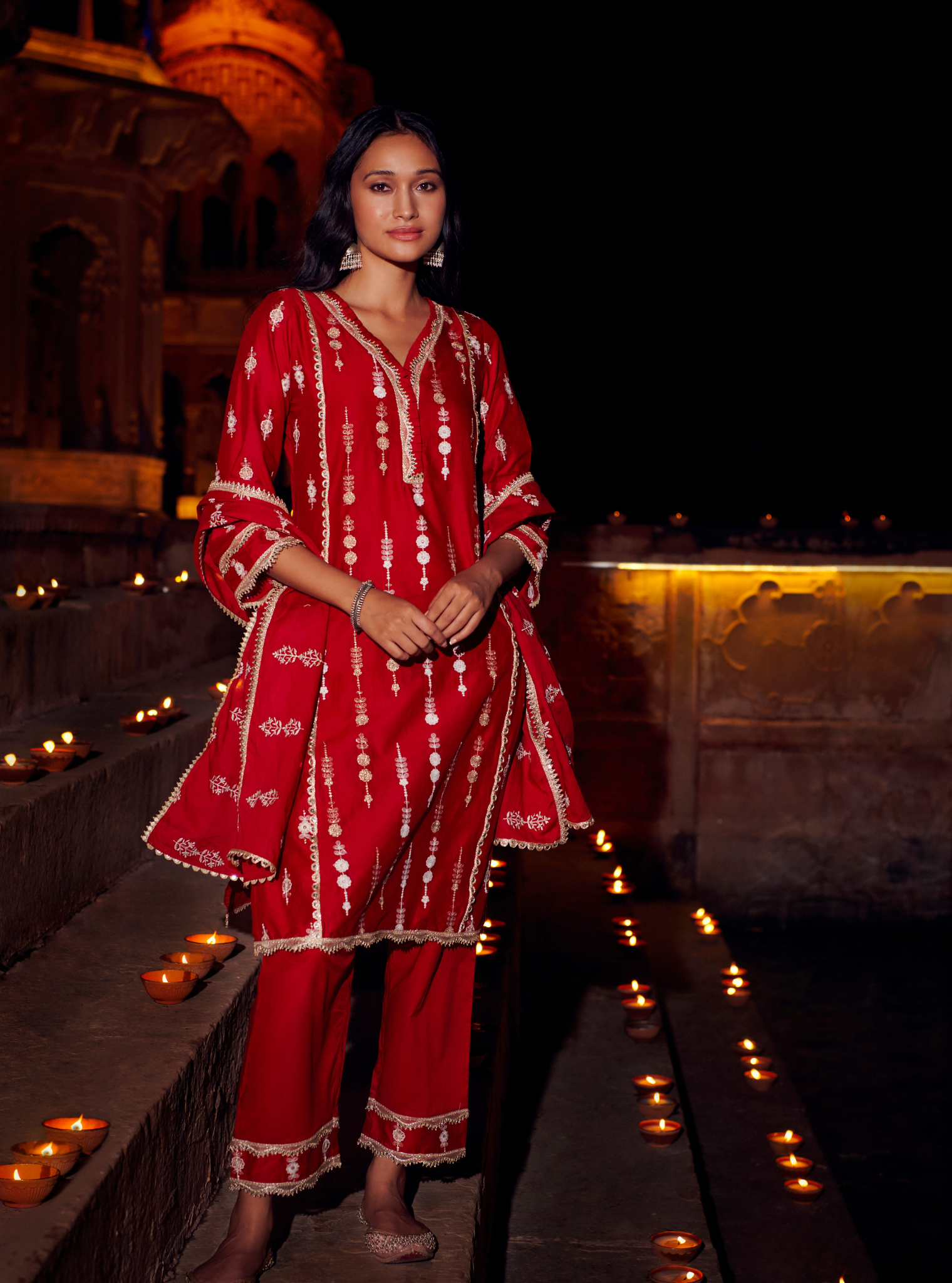 Beki Cotton Red Kurta Set