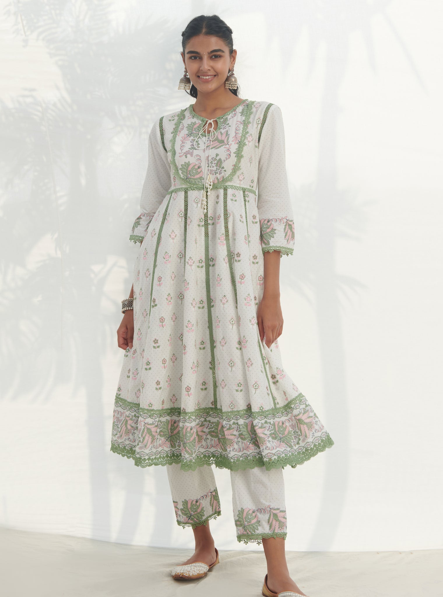 Amaryllis Supima Cotton Green Anarkali Kurta Set