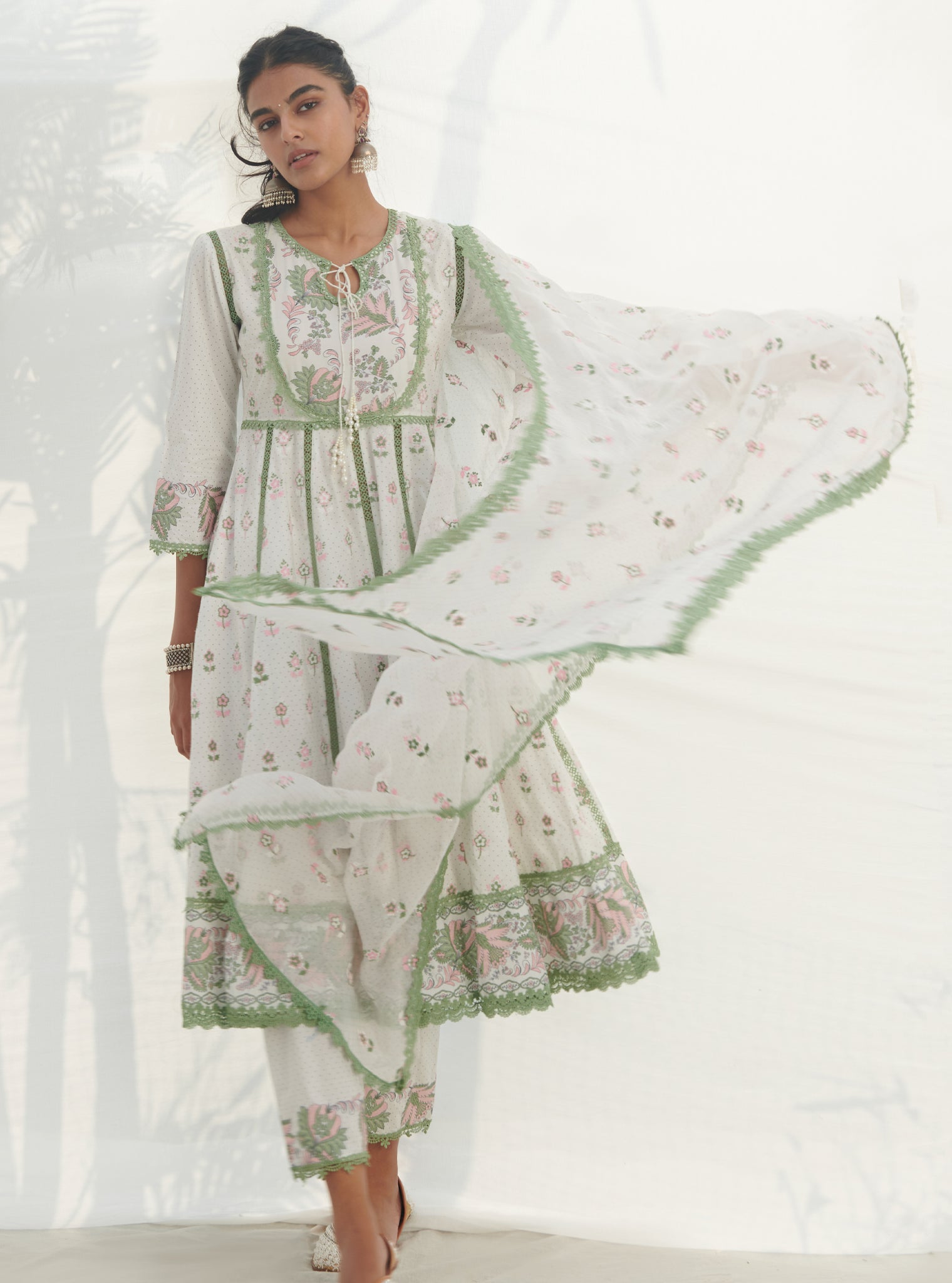 Amaryllis Supima Cotton Green Anarkali Kurta Set