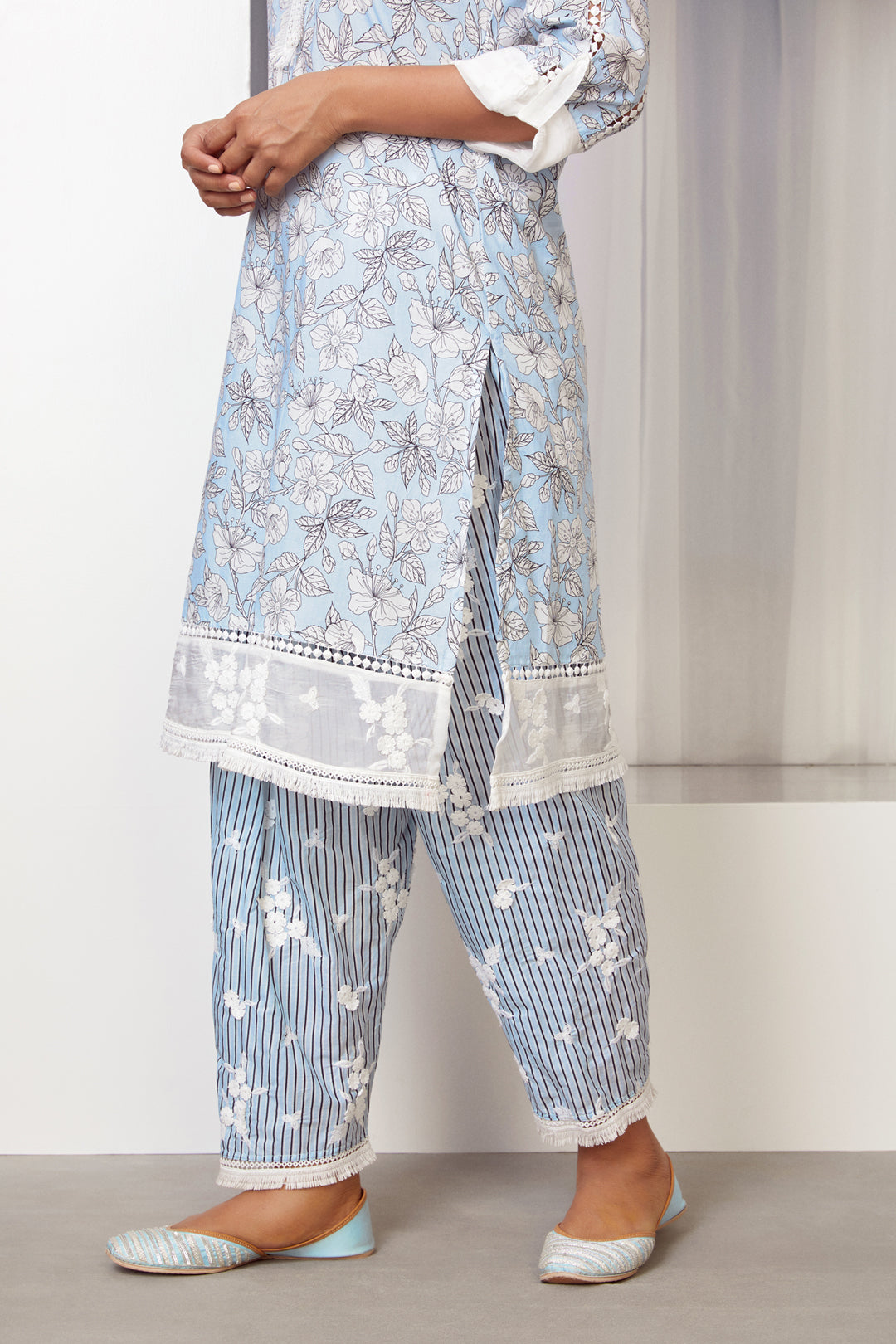 Abbey Cotton Light Blue Kurta Set