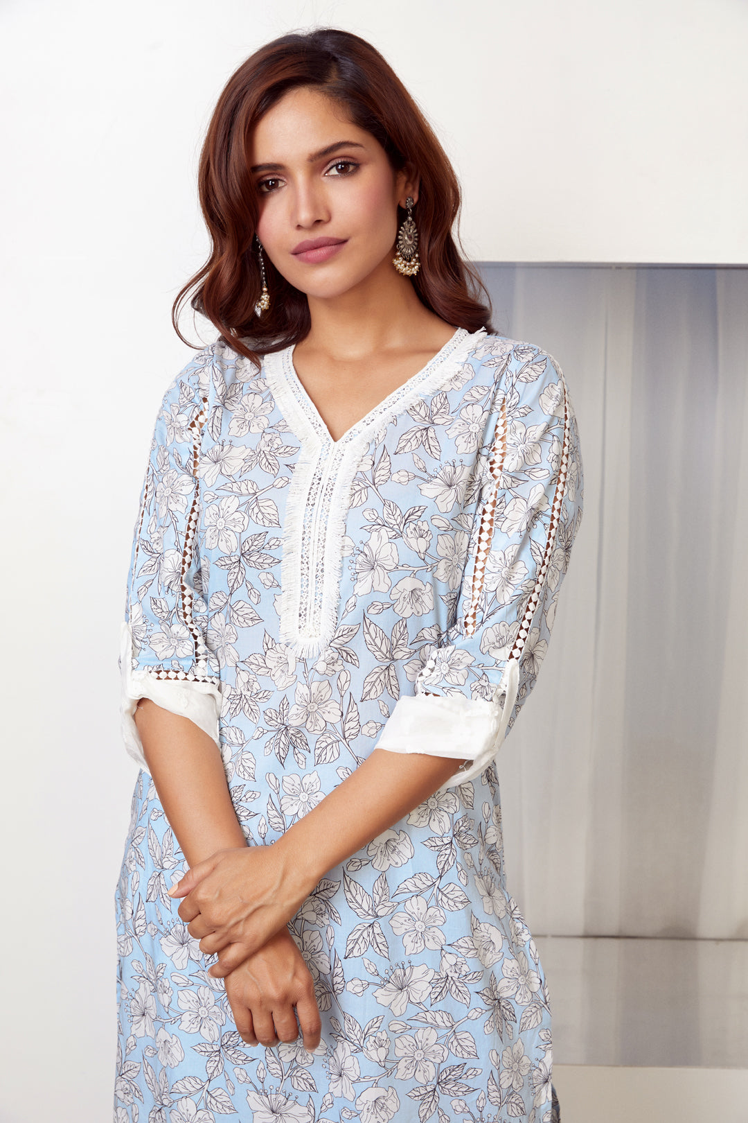 Abbey Cotton Light Blue Kurta Set