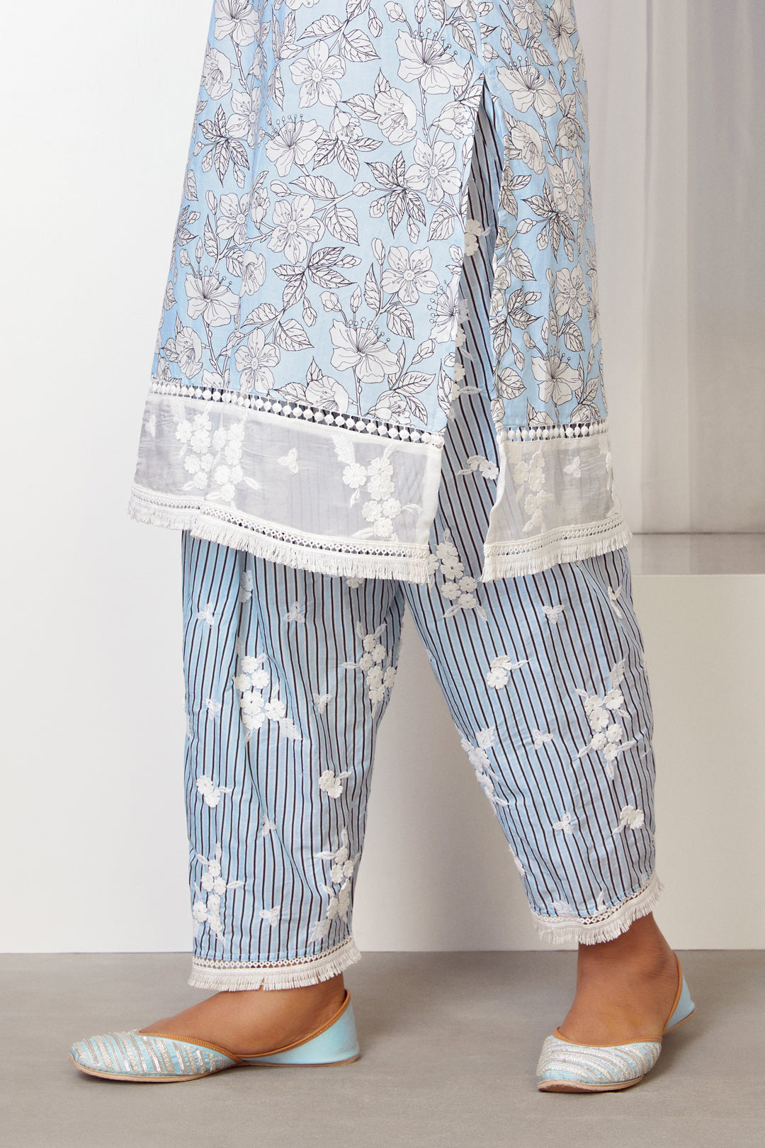 Abbey Cotton Light Blue Kurta Set