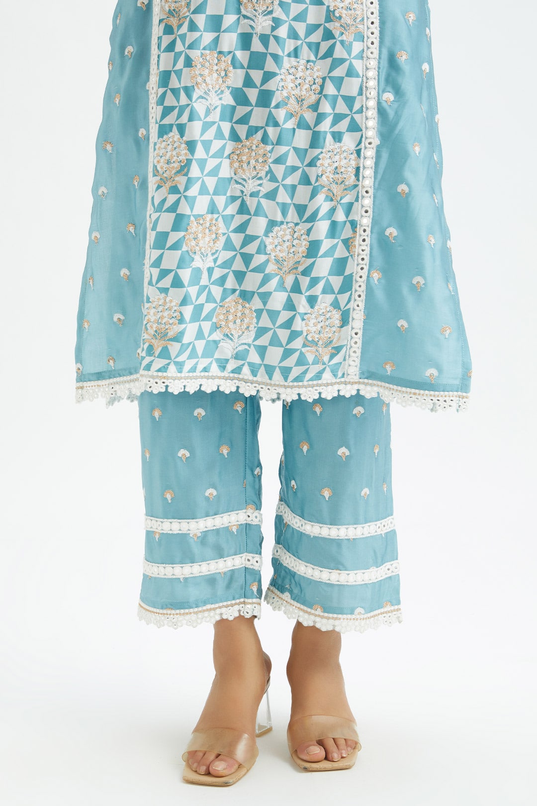 Addle Cupro Silk Teal Kurta Set