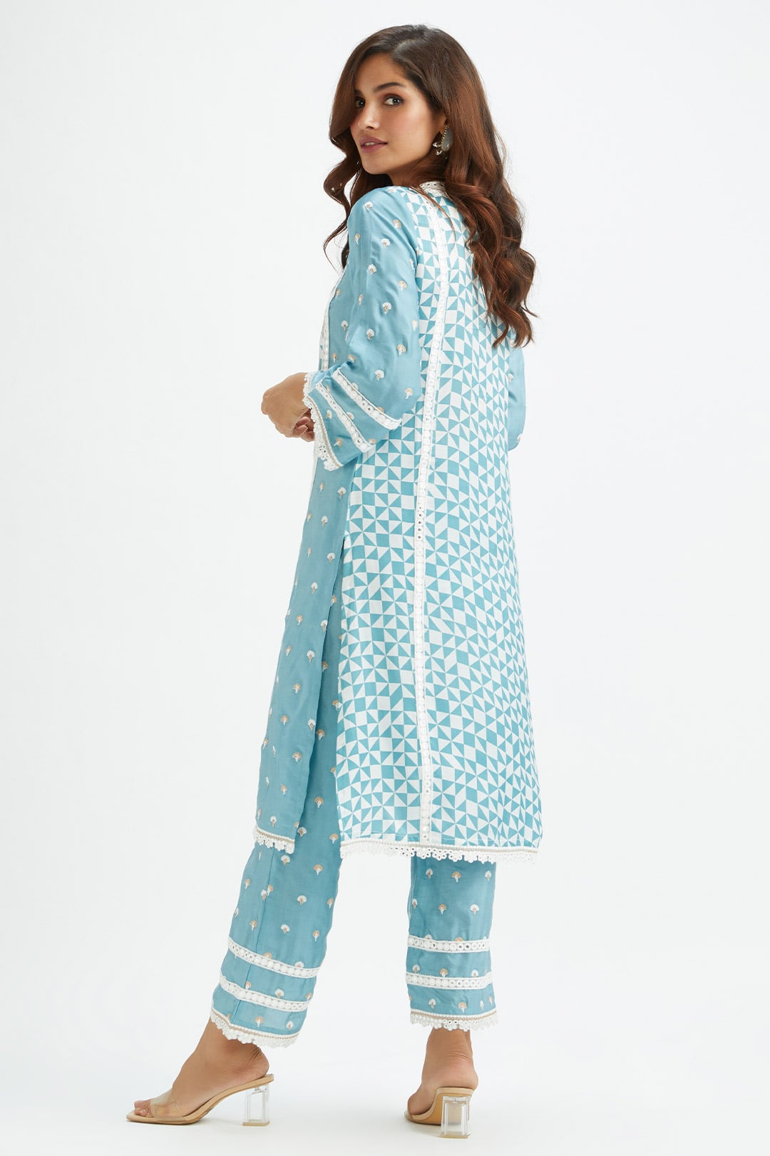 Addle Cupro Silk Teal Kurta Set