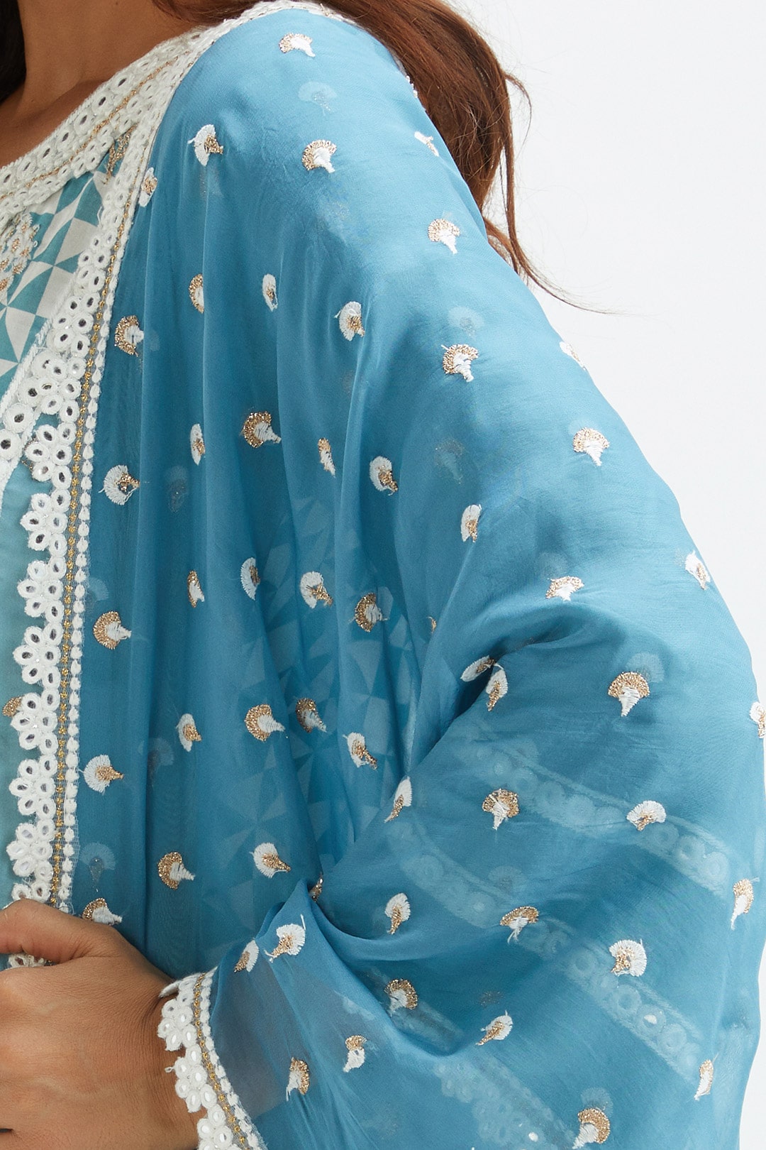 Addle Cupro Silk Teal Kurta Set