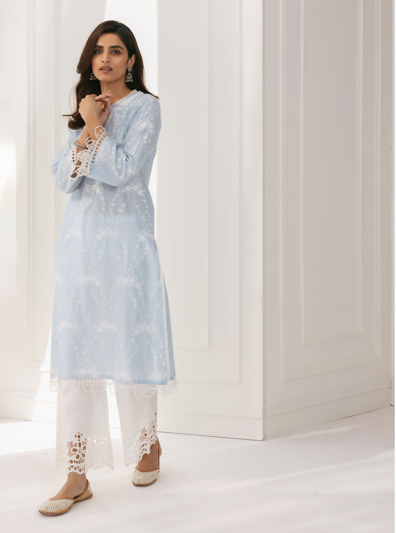 Arki Cotton Blue Kurta with Palazzo Set