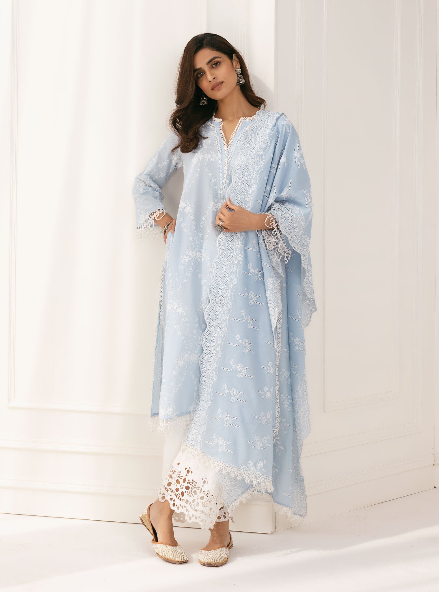Arki Cotton Blue Kurta with Palazzo Set