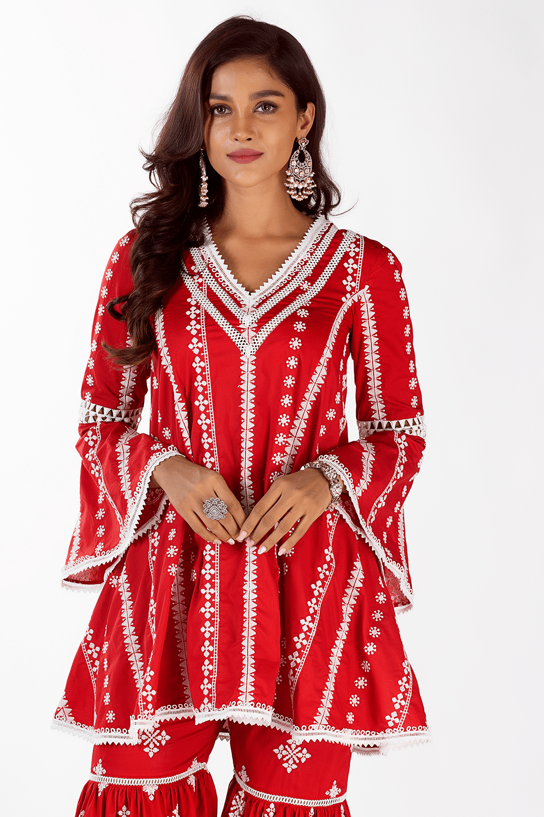 Arlo Cotton Red Kurta with Garara Set