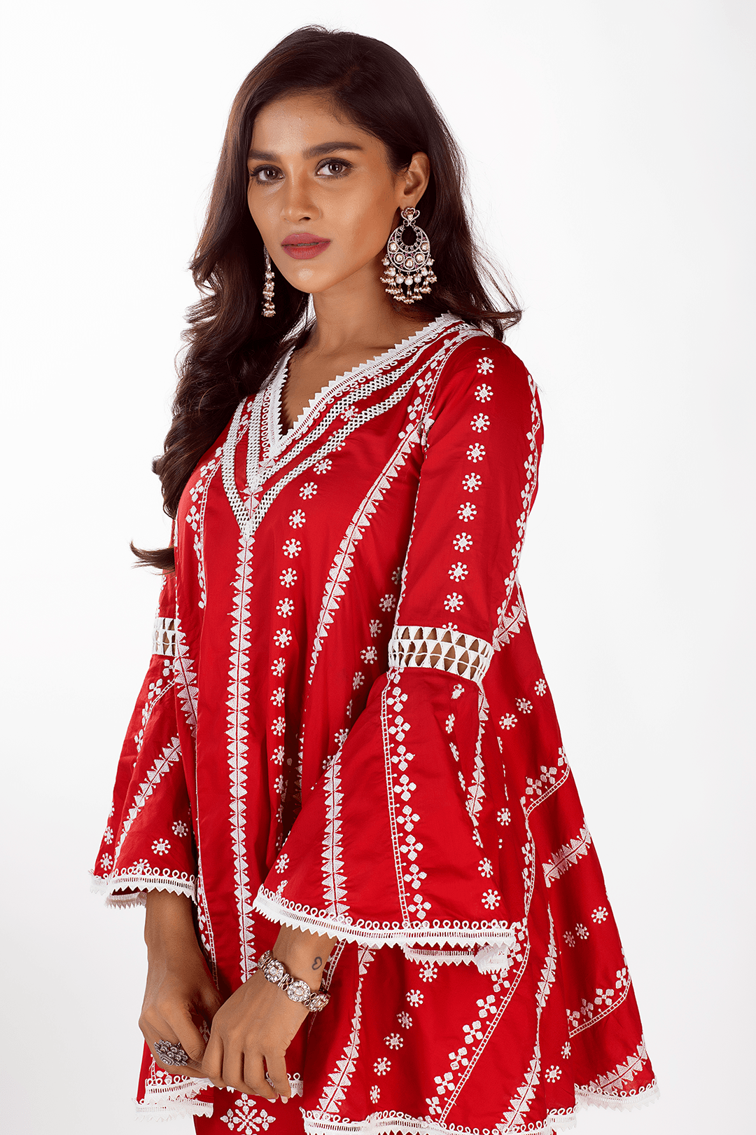Arlo Cotton Red Kurta with Garara Set