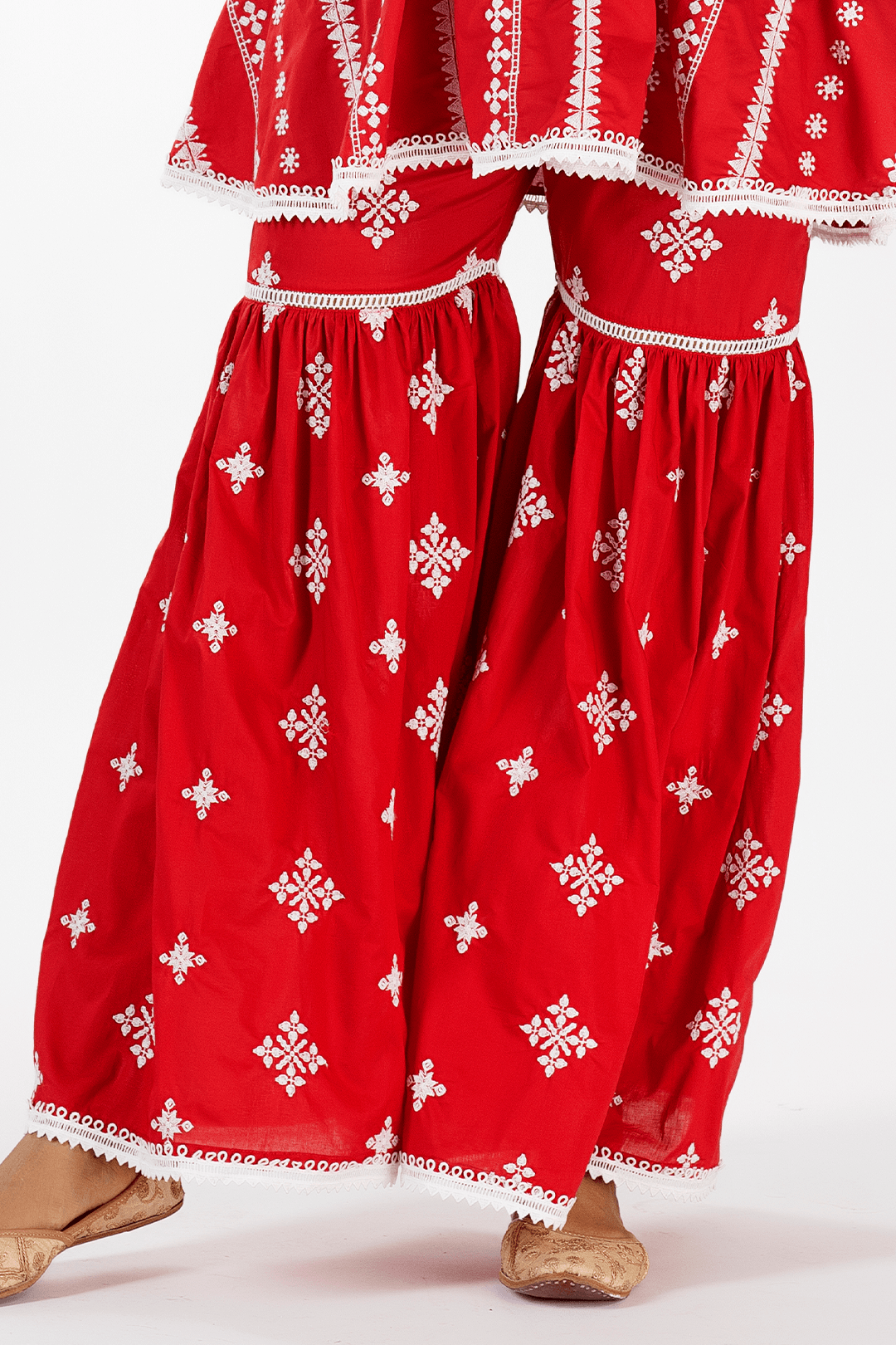 Arlo Cotton Red Kurta with Garara Set