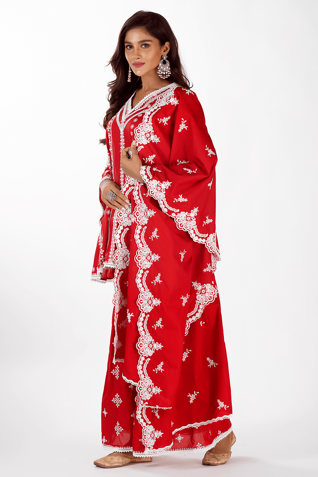 Arlo Cotton Red Kurta with Garara Set