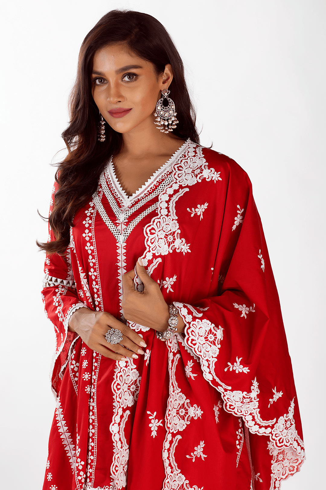 Arlo Cotton Red Kurta with Garara Set