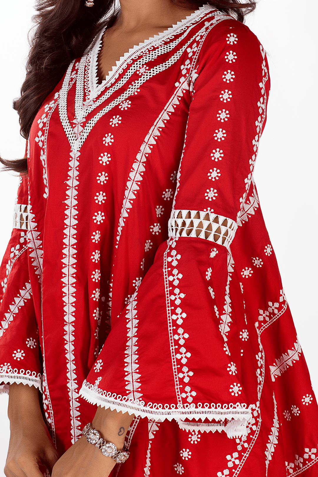 Arlo Cotton Red Kurta with Garara Set